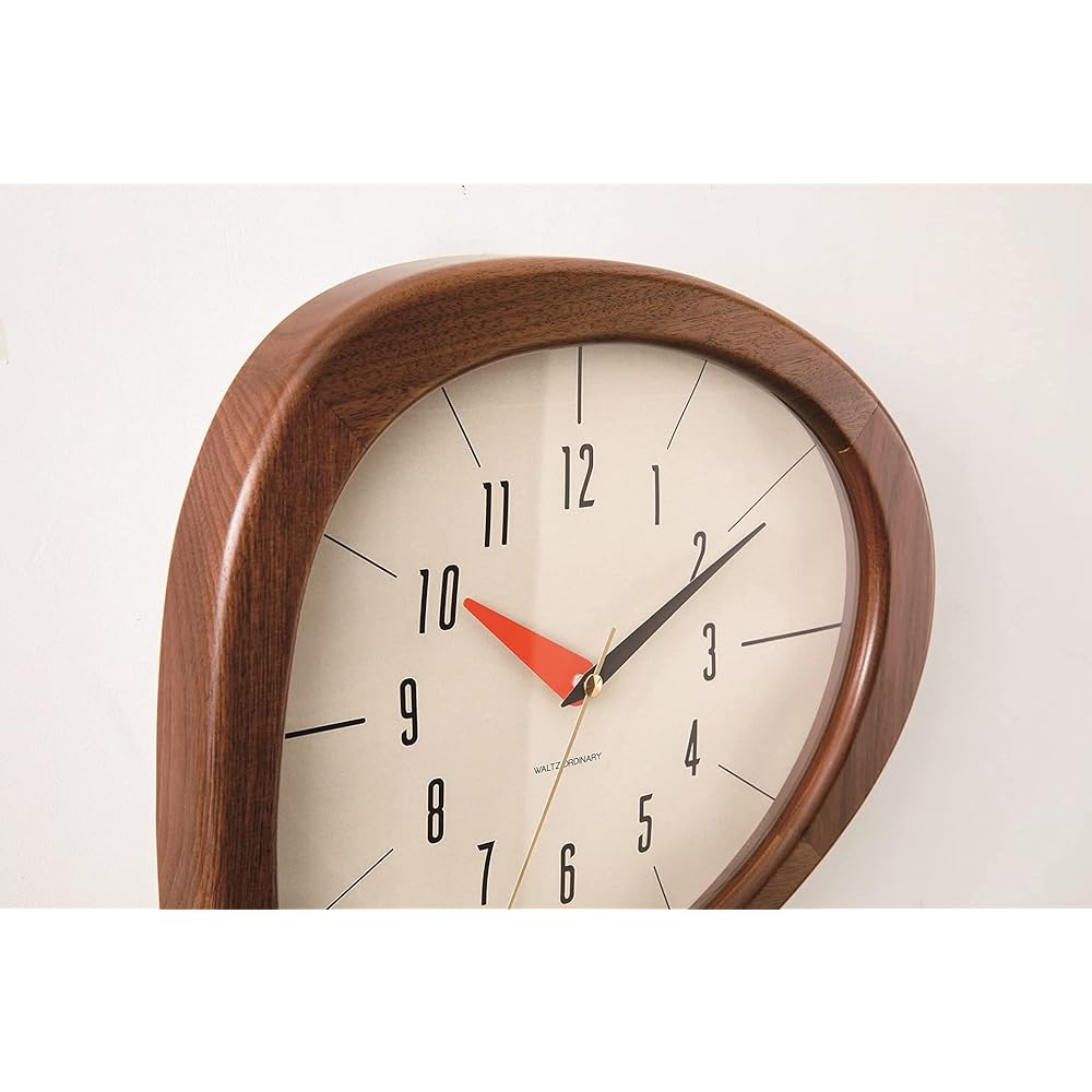 Interform Wall Clock Kino CL-3881BN Brown Wood Asymmetrical Sweep Movement