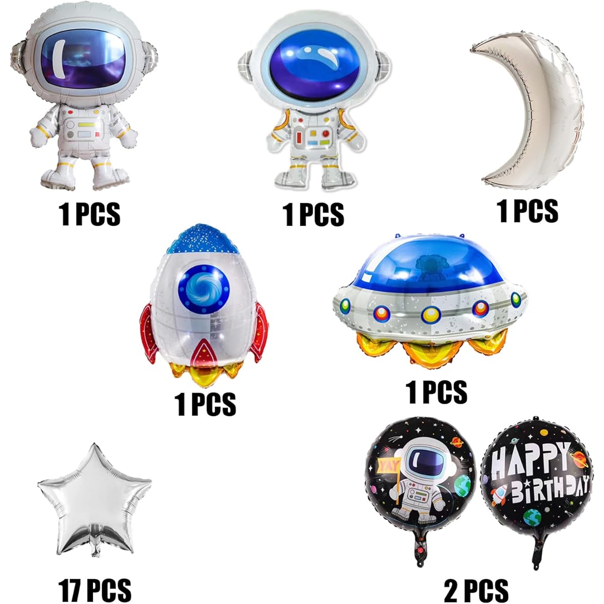 Space Galaxy Foil Balloons Party Decorations Astronaut Astronaut Rocket Airship Star Moon Balloon Birthday Baby Shower Party Supplies Party Favors 24 Pieces