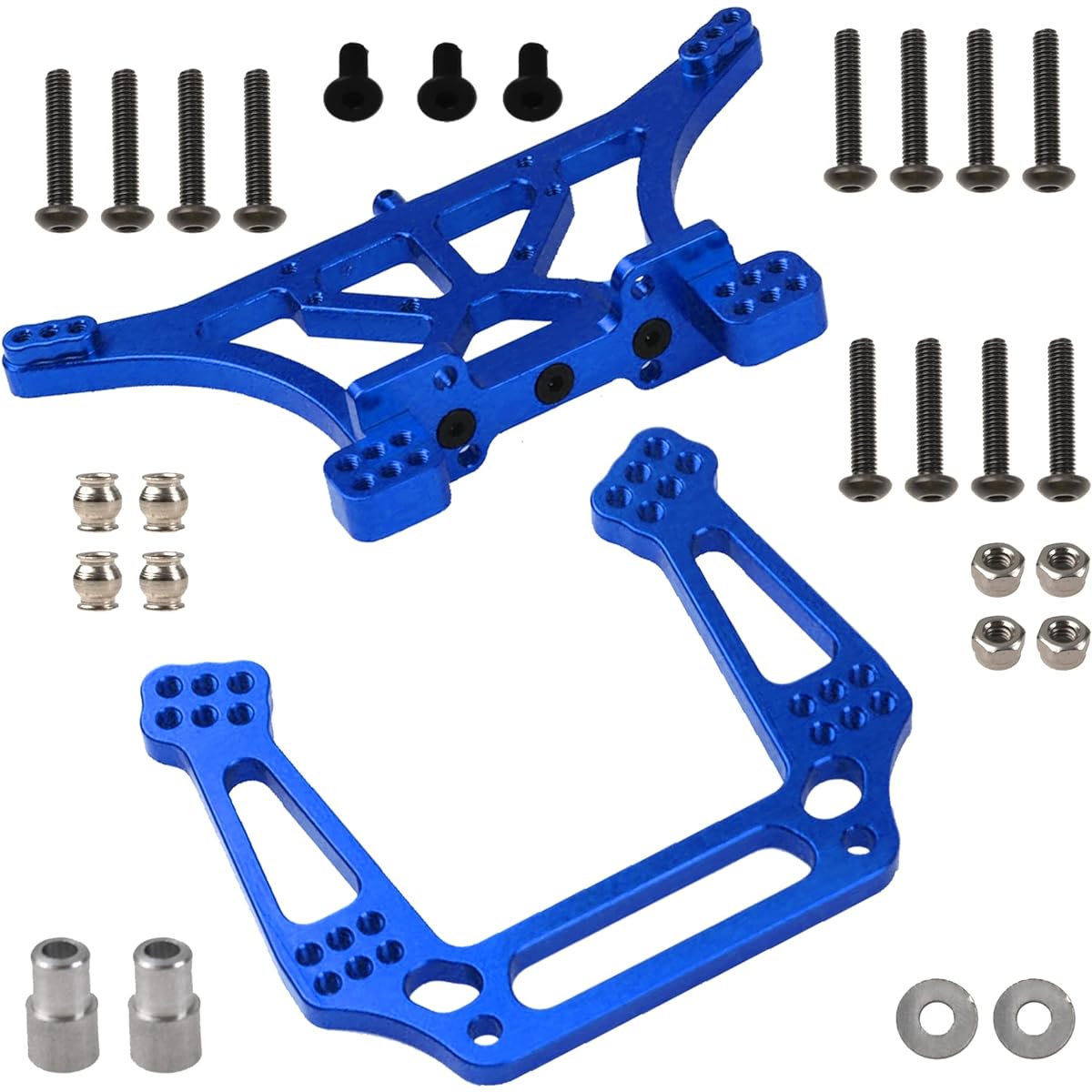 Vgoohobby Aluminum Alloy Front & Rear Shock Tower Mounts 2WD Upgrade Parts Compatible with Traxxas 2WD Slash Rustler VXL Bandit XL5 1/10 RC Car (Blue)