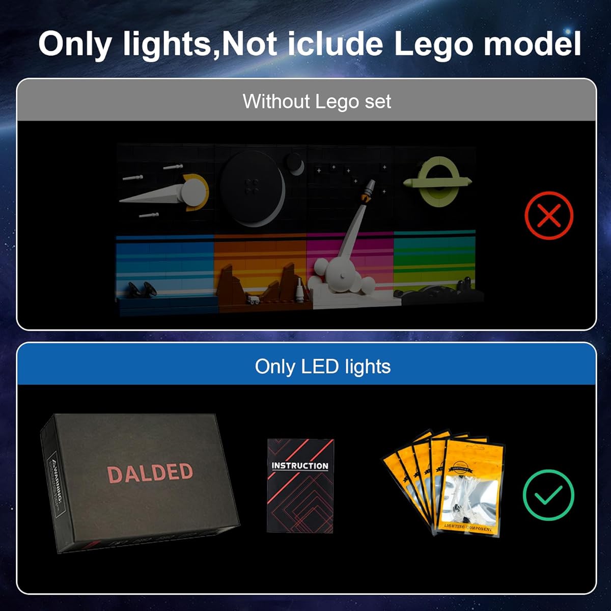 DALDED LED Light Kit LEGO Tales of the Space Age 21340 Compatible with LEGO 21340 Illuminates Tales of the Space Age Toys - No Model (Classic Version)