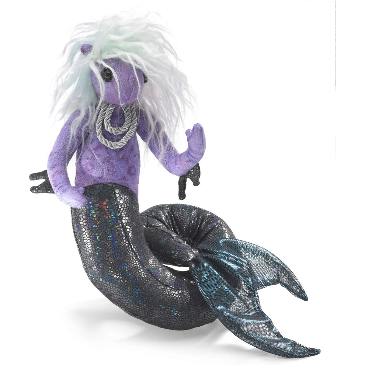 Folkmanis Sea Nymph Finger Puppet Purple White Blue Black 1pc