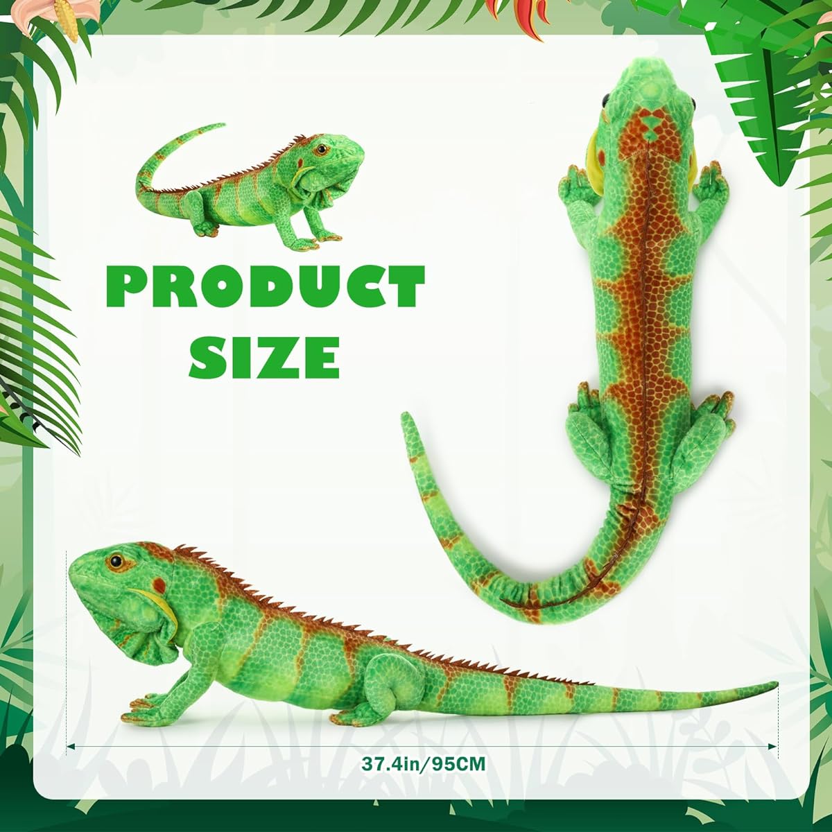 Syhood Lizard Plush Toy, Realistic Stuffed Animal Lizard Toy Soft Plush Reptile Gift for Boys Girls Animal Lover Birthday Valentine's Day (Emerald Green Iguana)