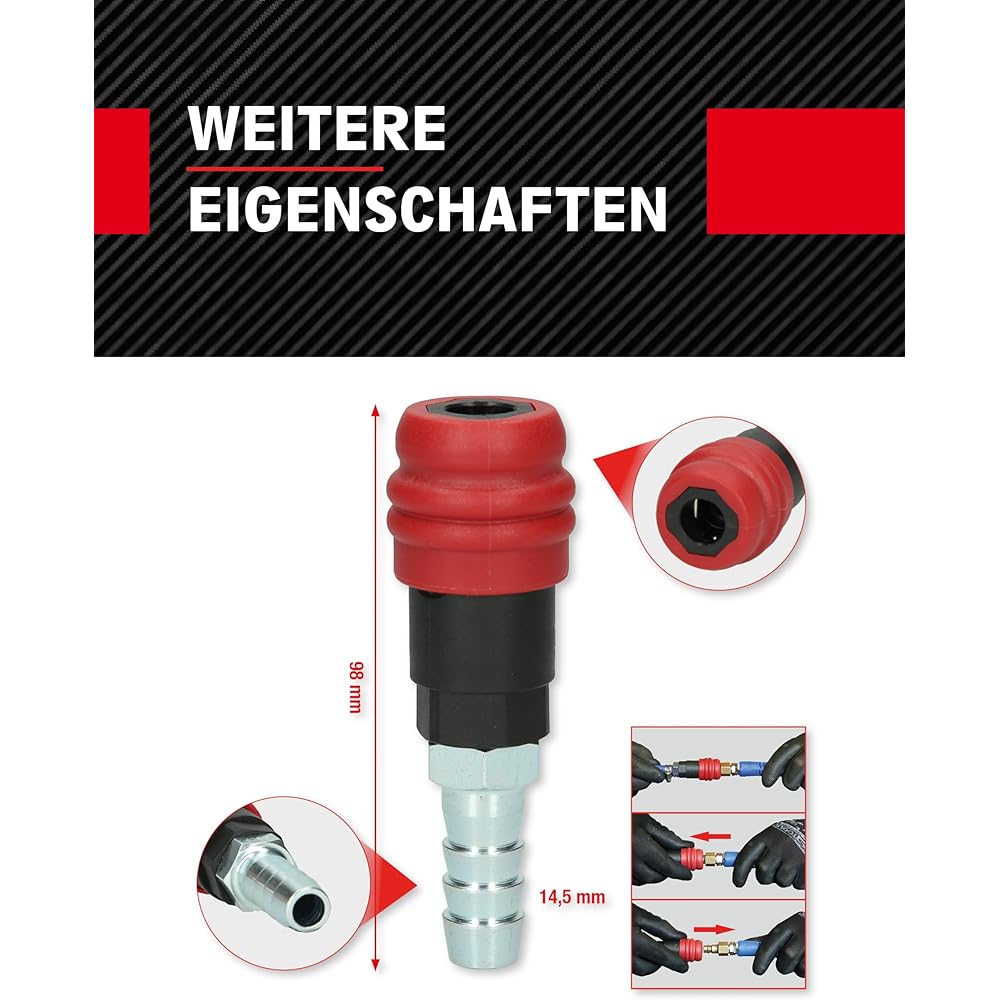 KS Tools 2 Level Pneumatic Safety Coupling with Hose Nozzle 14.5 mm 999.9098