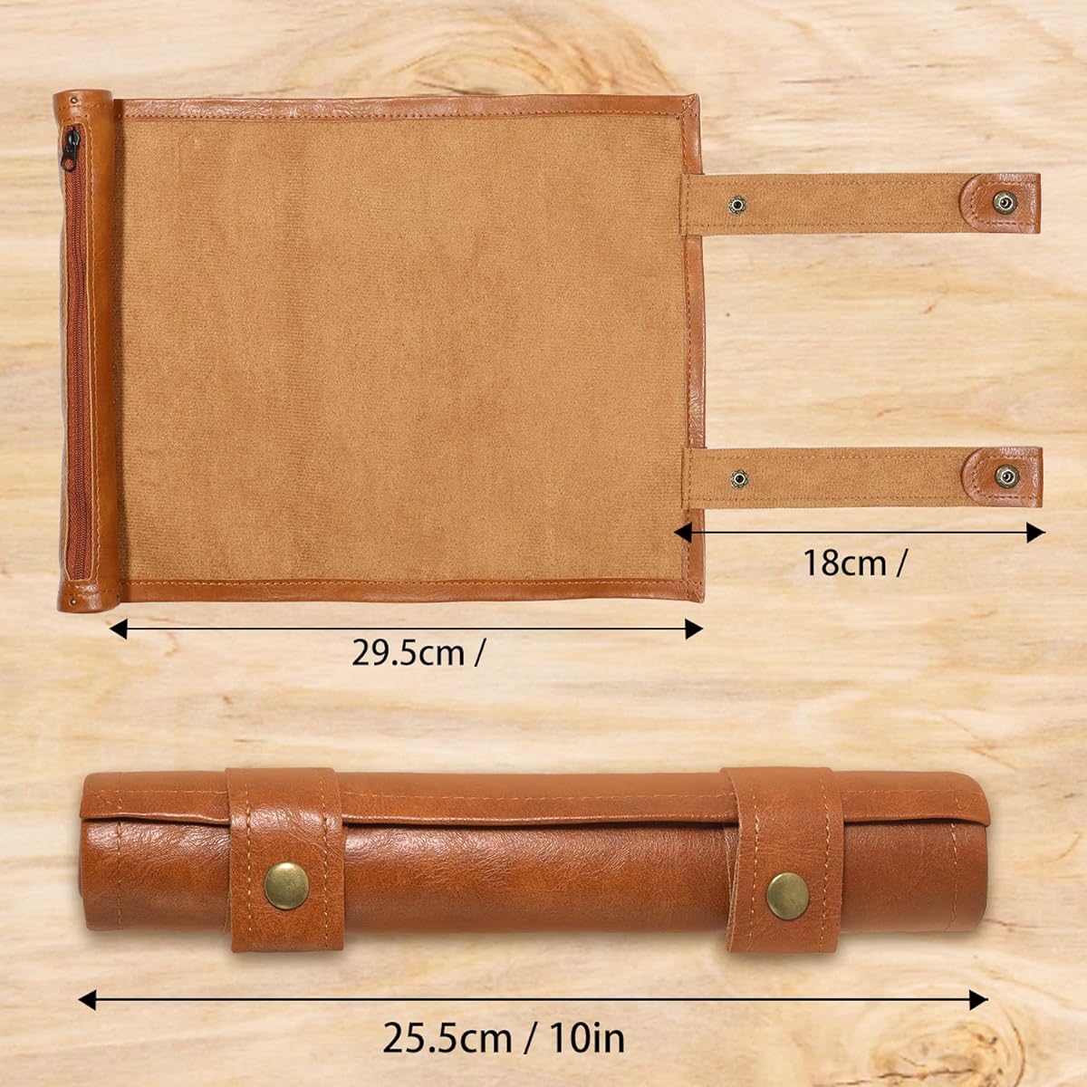Lohoee Dice Rolling Mat, PU Leather Dice Holder Tray, Zipper Foldable Dice Bag for Dice Game Accessories (Brown and Purple) Set of 2