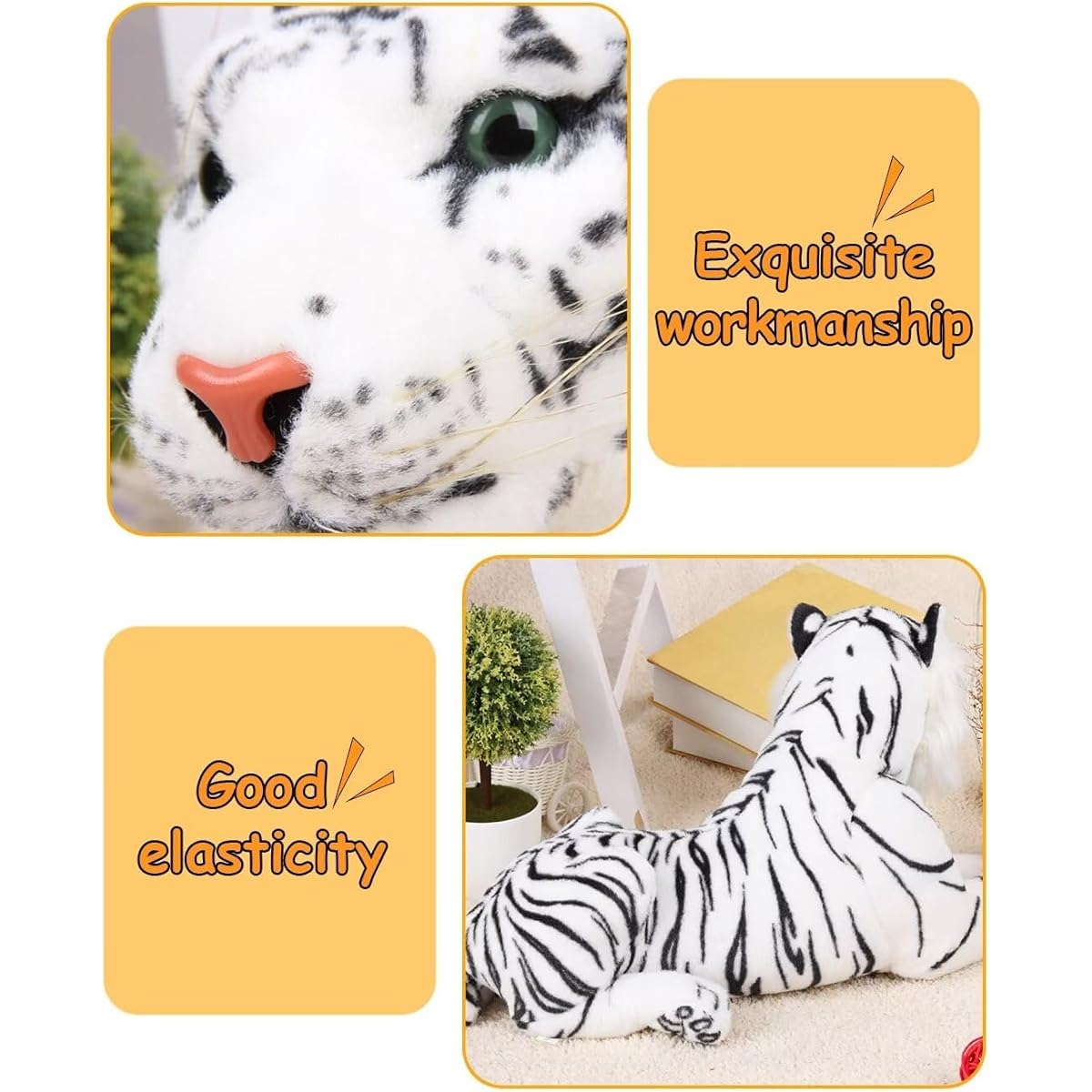 XIRONGTU Giant White Tiger Plush Toy - Large Stuffed Tiger Stuffed Toy (3 Feet Length) - Tiger Stuffed Animal Stuffed Animal Gift for Kids
