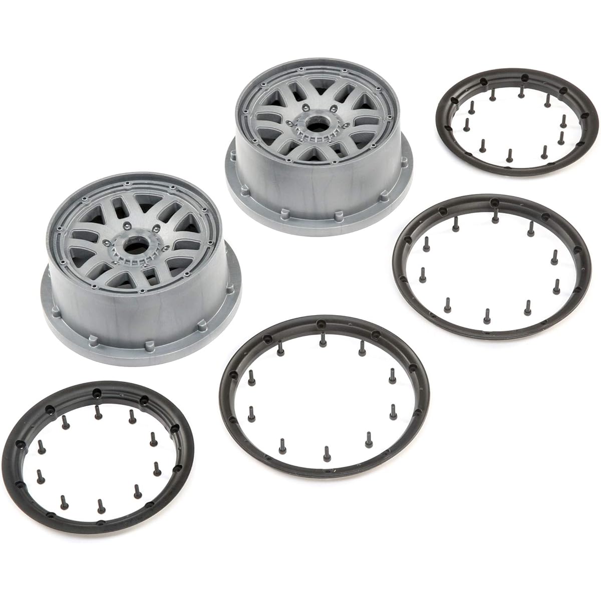 Wheel and Beadlock Set, Grey (2): 5ive-T 2.0