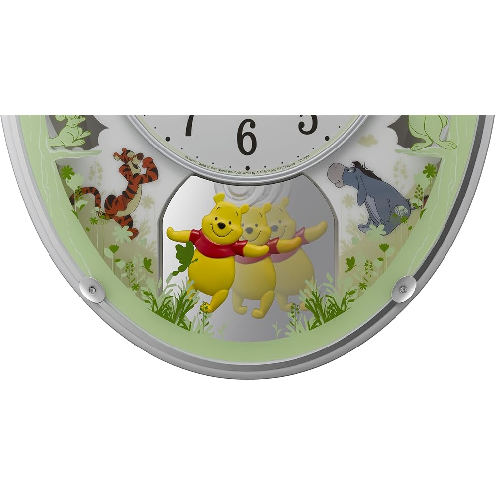 RHYTHM Disney Winnie the Pooh Wall Clock Radio Clock Karakuri Clock with Melody White 4MN523MC03