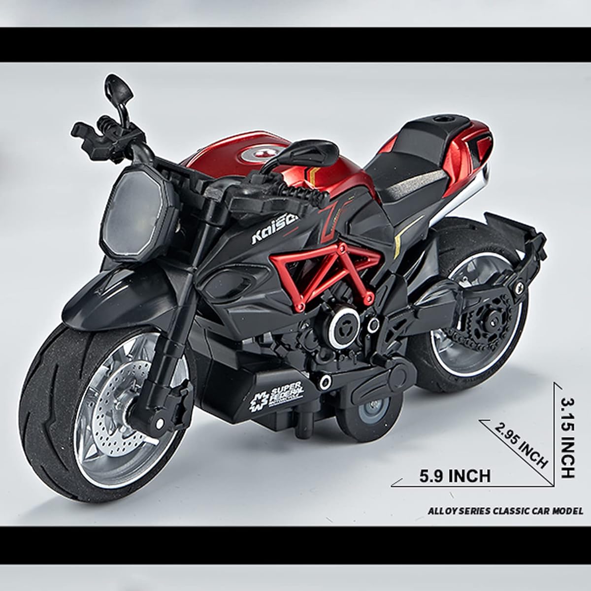 Gilumza Pull Back Motorcycle Toy Pull Back Gift with Music Light Classic Retro Motorcycle Toy for Boys Kids Ages 3 4 5 6 7 8 (Red)