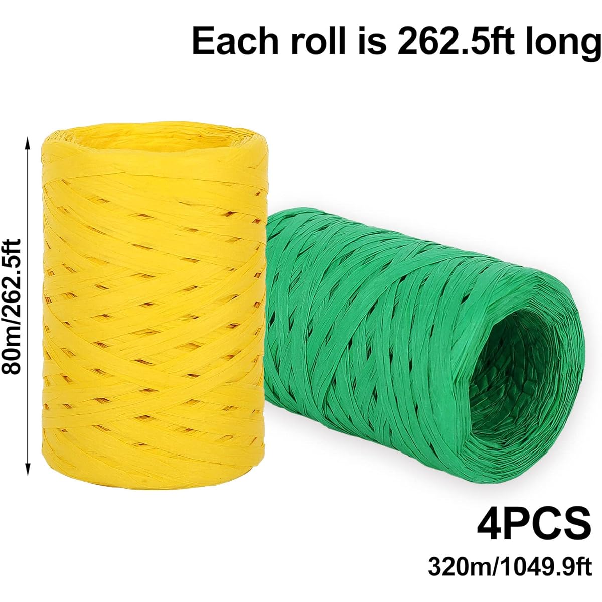 Whaline 4 Rolls 350 Yards Fall Raffia Ribbon Yellow Orange Brown Green Raffia Paper String Paper Twine Wrapping Ribbon for Fall Thanksgiving Arts DIY Crafts Spring Gift Wrapping Decoration