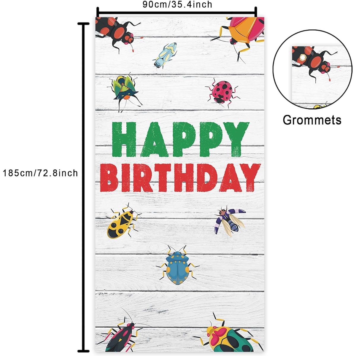 Bug Happy Birthday Banner Backdrop Insect Theme Decorations for First Birthday Party Baby Shower Highchair Supplies Favors Background Photo Booth Props