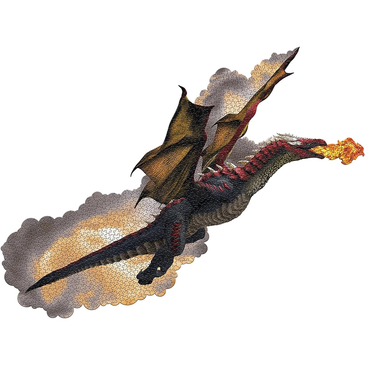 Madd Capp: I Am Dragon - 1000 Piece Dragon Shaped Jigsaw Puzzle 41x20 Finished Size with Educational Fun Fact Booklet Fantasy Puzzle