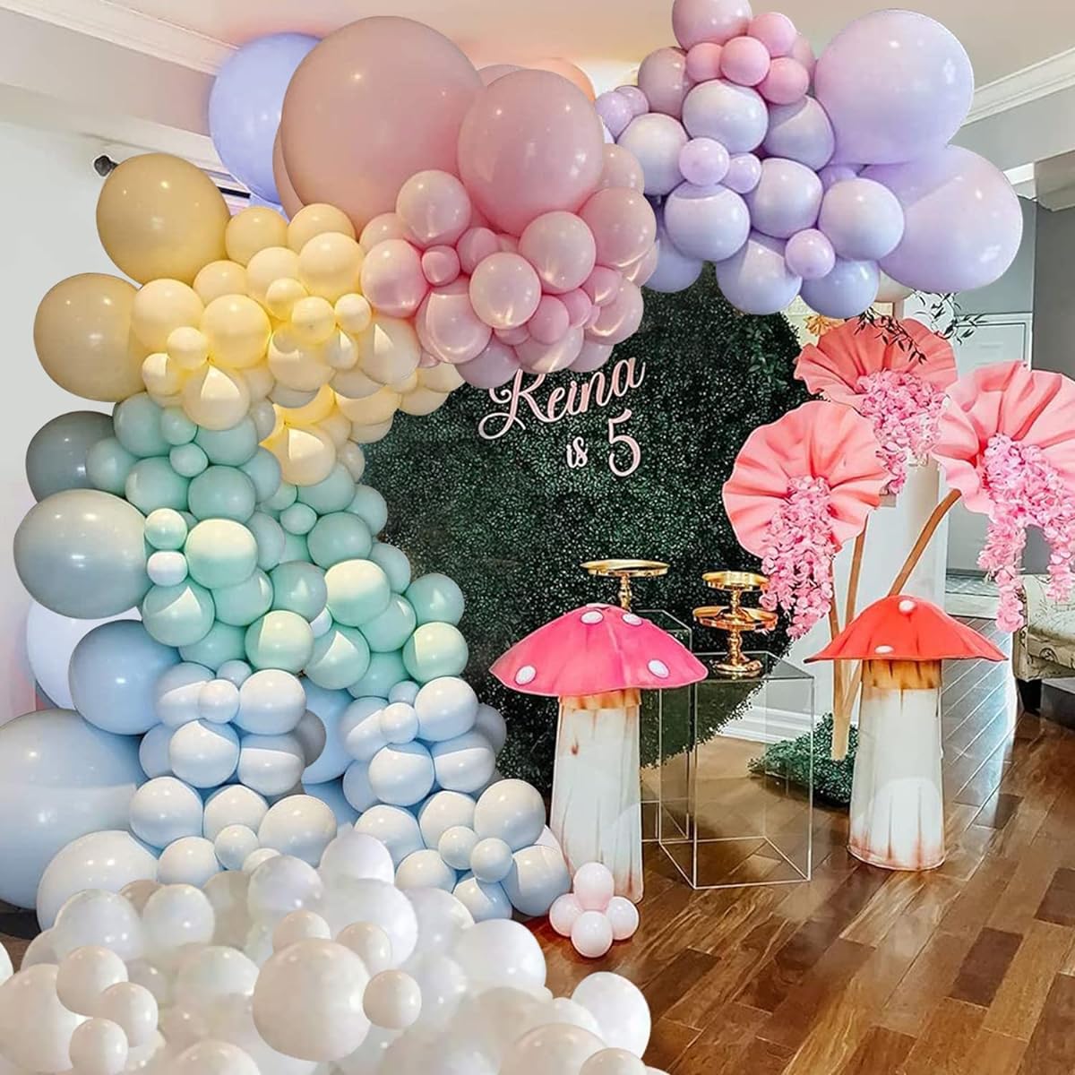 Pastel Macaron Balloon Garland Kit, 134 Pieces Rainbow Pastel Macaron Balloons Birthday Baby Shower Wedding Gender Reception Party Supplies Decoration Balloon Background Decoration
