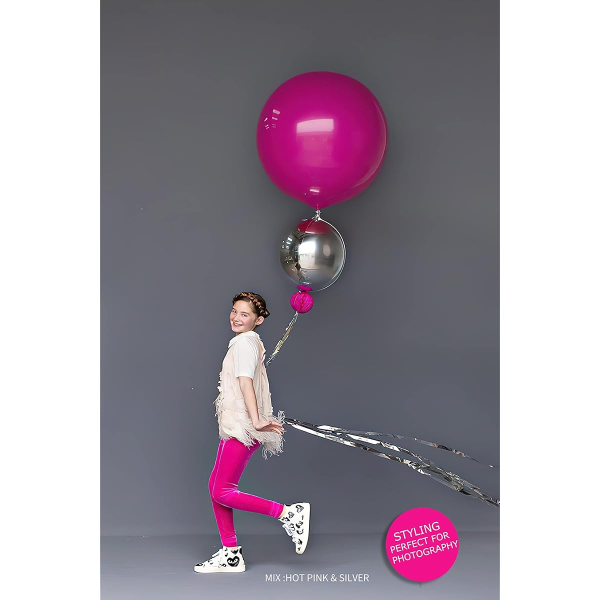 24" Hot Pink Large Loud Balloons, Huge Balloons for Wedding Birthday Baby Shower Birthday Party Decorations