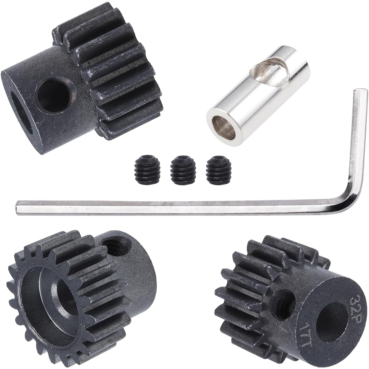 Hobbypark Metal Steel Pinion Gear Set 0.8 Metric 32 Pitch (15T & 17T & 19T) Motor Gear 1/10 Traxxas Slash 4x4 Rustler 4x4 VXL Stampede 4x4 Summit E-Revo Parts