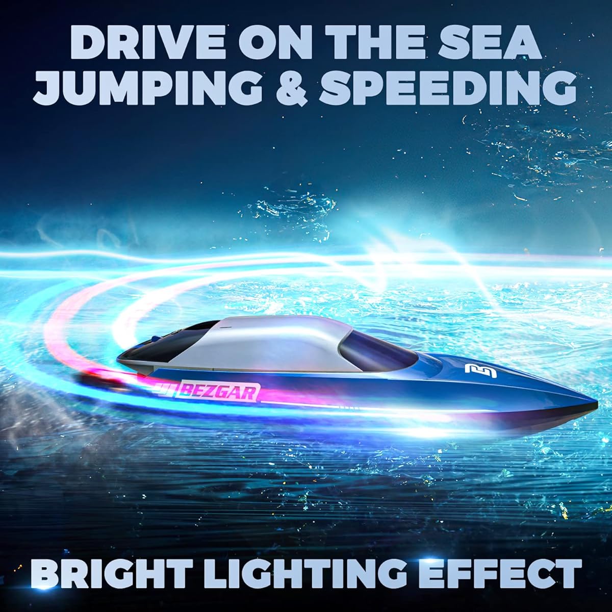 BEZGAR TX122 RC Boat - 2.4GHz RC Boat with Rechargeable Battery, Top Speed 20+MPH, High Speed RC Boat for Adults & Kids, Pool & Lake, Radio Control Boat, Double Hatch Design