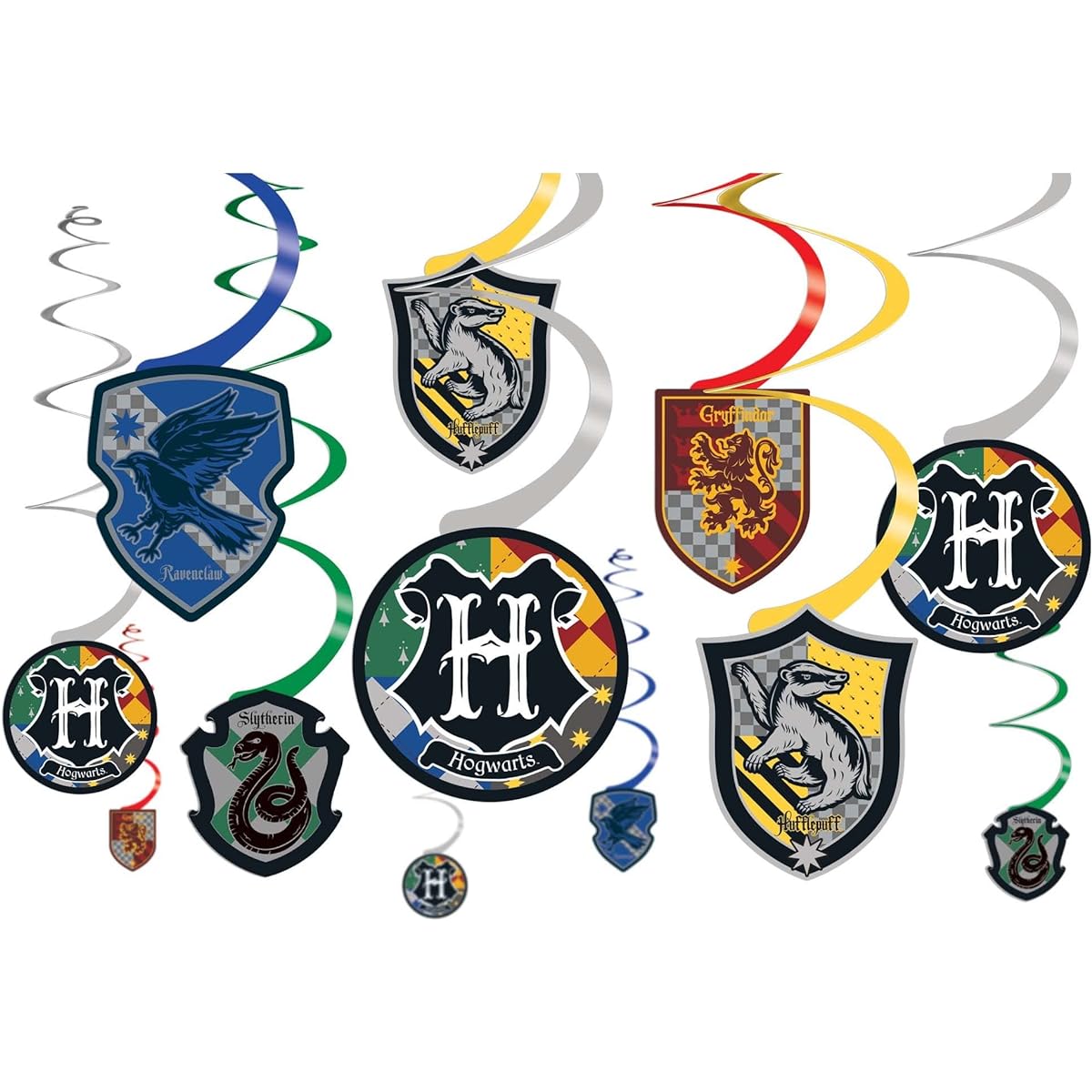 Harry Potter Hanging Swirl Decorations, Assorted Designs, 12 Pieces
