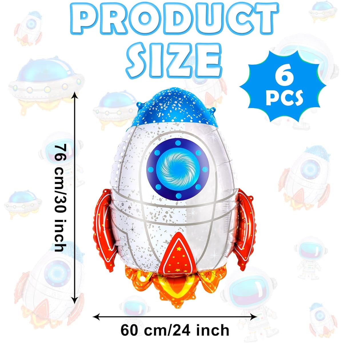 Spaceship Balloon Space UFO Rocket Astronaut Balloon Space Series Alien UFO Balloon Flying Saucer Mylar Foil Balloon for Kids Space Space Theme Birthday Party Decoration (Rocket)