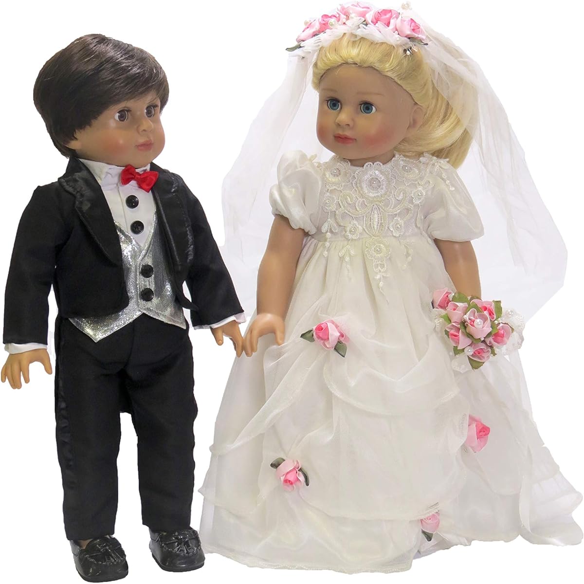 American Fashion Bride Wedding Dress Pink Flower Fits 18 inch dolls such as American Girl Dolls