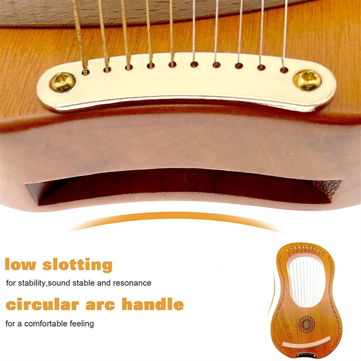 WowZza 10 String Lyre Harp, Stringed Instrument Tuning Tool Lyre Harp with Carry Bag/Blue