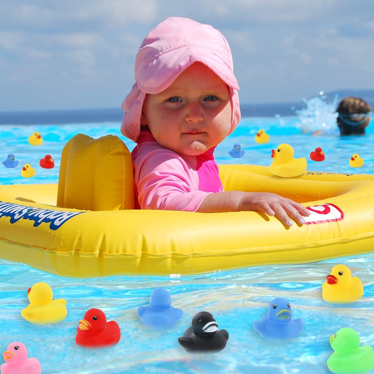 50 Pack Multicolor Mini Rubber Ducky Float Ducks Baby Bath Toy, Great for Jeep Ducking, Shower, Birthday Party, Carnival Game