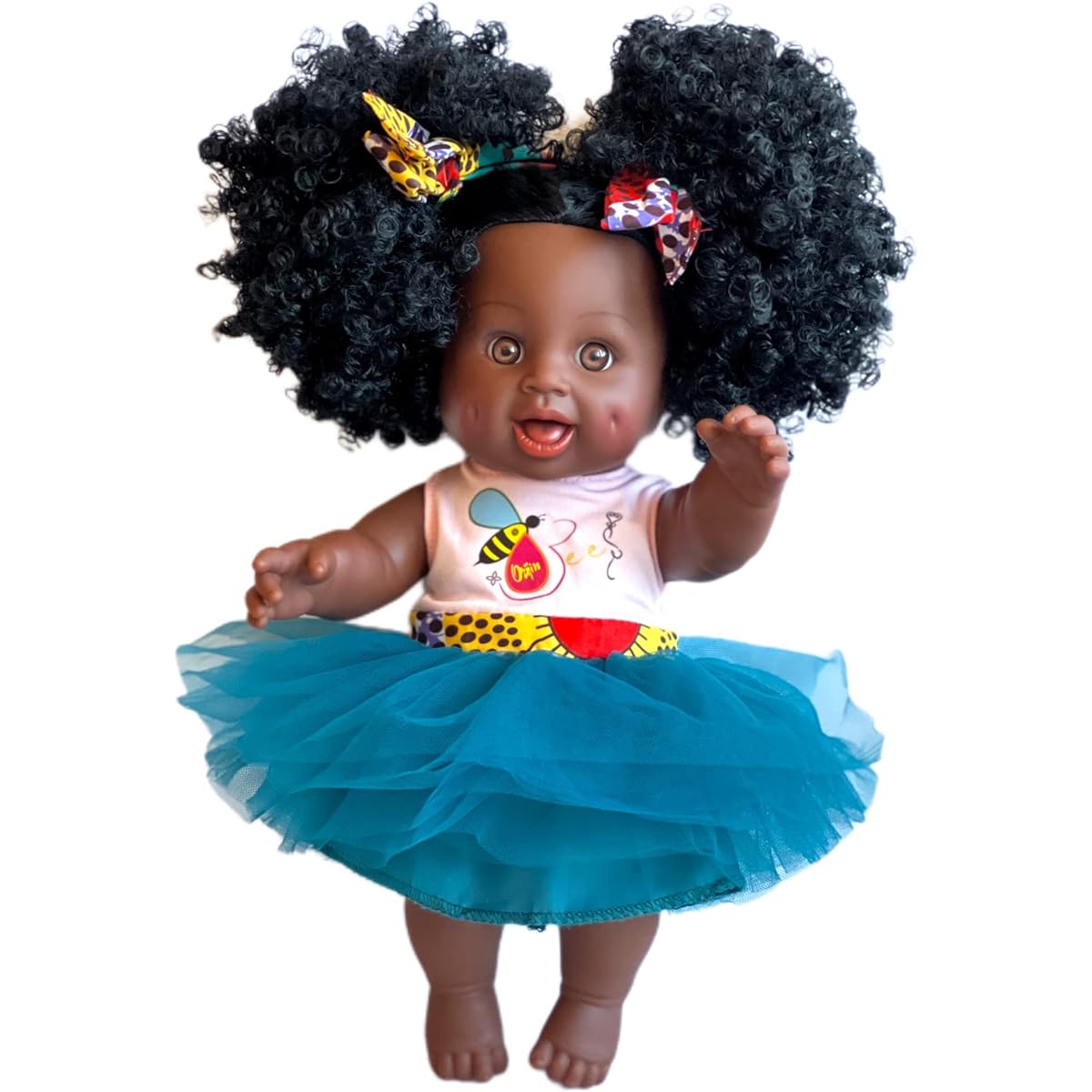 Orijin Bees Fro Puffy Bee African American Baby Doll Afro Doll Ethnic Doll Bilachial Doll Latin Doll Black Doll Curly Hair Doll African Doll Birthday Gift