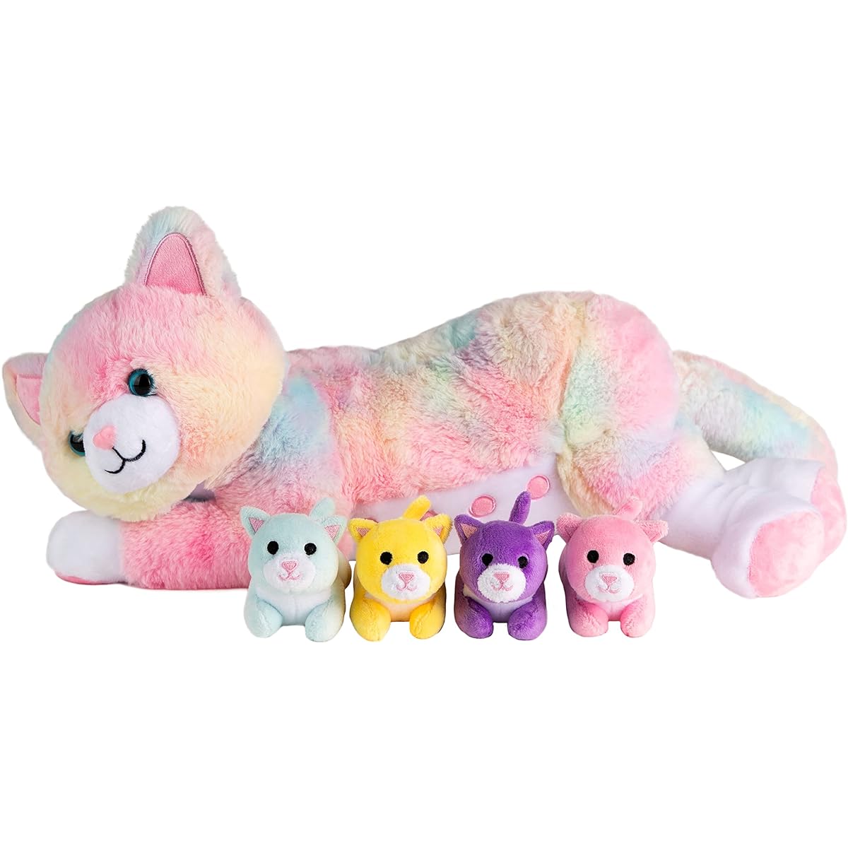 Cuddlyness Mom Cat with Kitten Stuffed Animal Rainbow Cat Stuffed Animal Kitten Cute Kitten Stuffed Animal Kitten Stuffed Animal Cat Toy for Girls Kitten Toy for Girls