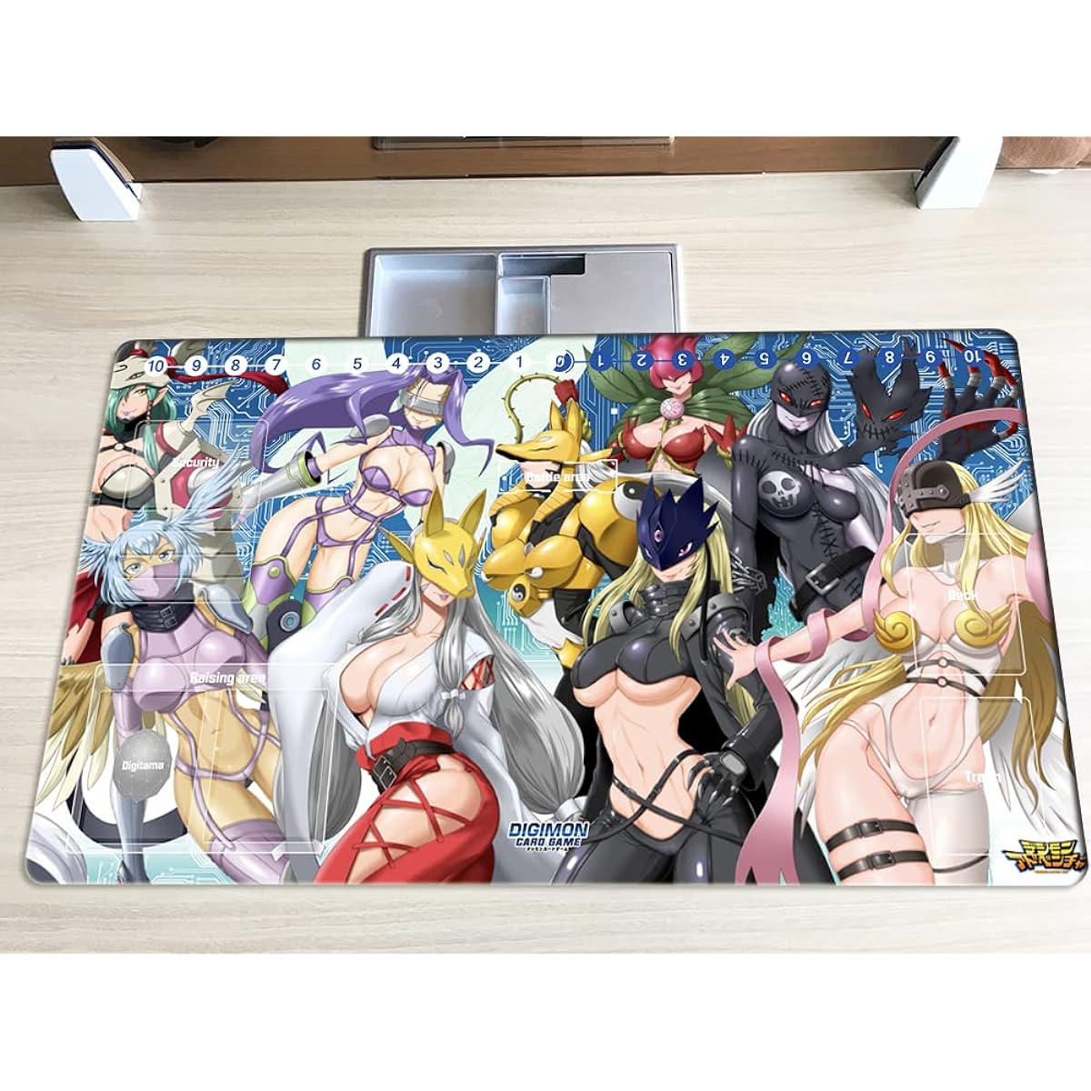 Mlikemat New DTCG Duel Playmat Digimon Ladys Anime Trading Card Game Mat with Card Zones + Free Mat Bag