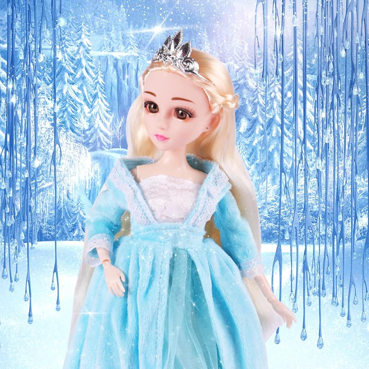 Fashion Princess Doll Shimmer Elsa Doll Skirt Shoes Long Blonde Hair Toy Age 3+
