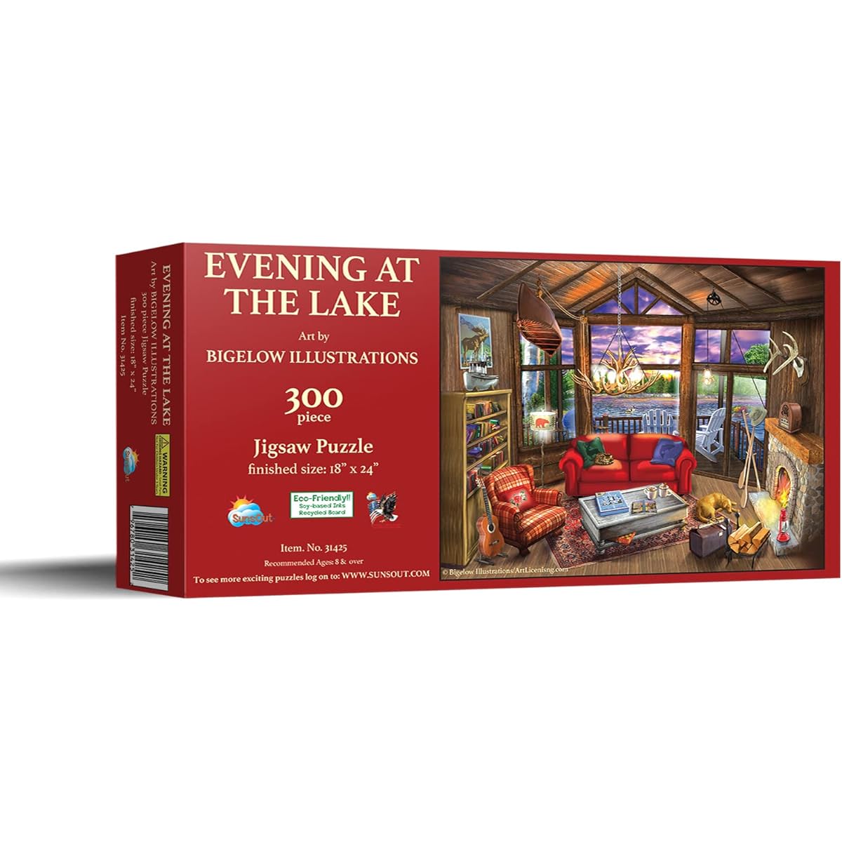 SunsOut Puzzle Evening at the Cabin 300 Piece Jigsaw Puzzle