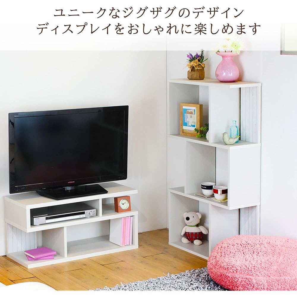 Shirai Sangyo Display Rack Bookshelf White Width 59.2 Height 107.2 Depth 23.4cm KI2-1160WH Kia Esse 2