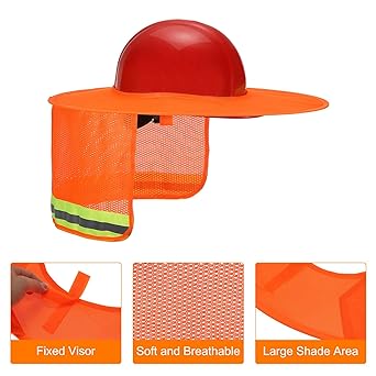 PATIKIL Hard Hat Sunshade 4 Pieces Sun Neck Protection Mesh Full Brim and Neck Gaiter Scarf High Visibility Reflective Hard Hat Accessories Fluorescent Orange