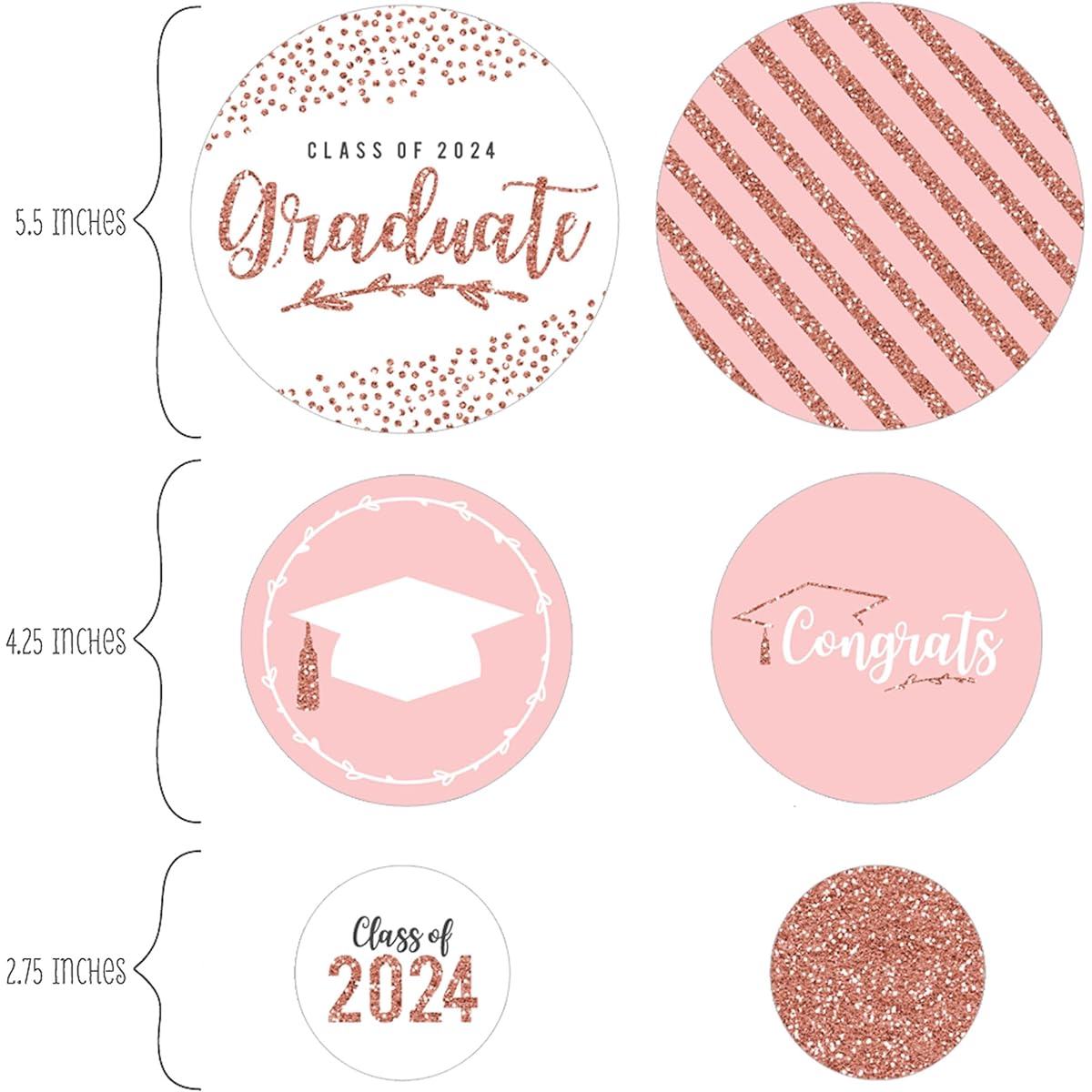 Big Dot of Happiness Rose Gold Graduation 2021 Graduation Party Giant Circle Confetti - Party Decorations - 27 Large Confetti