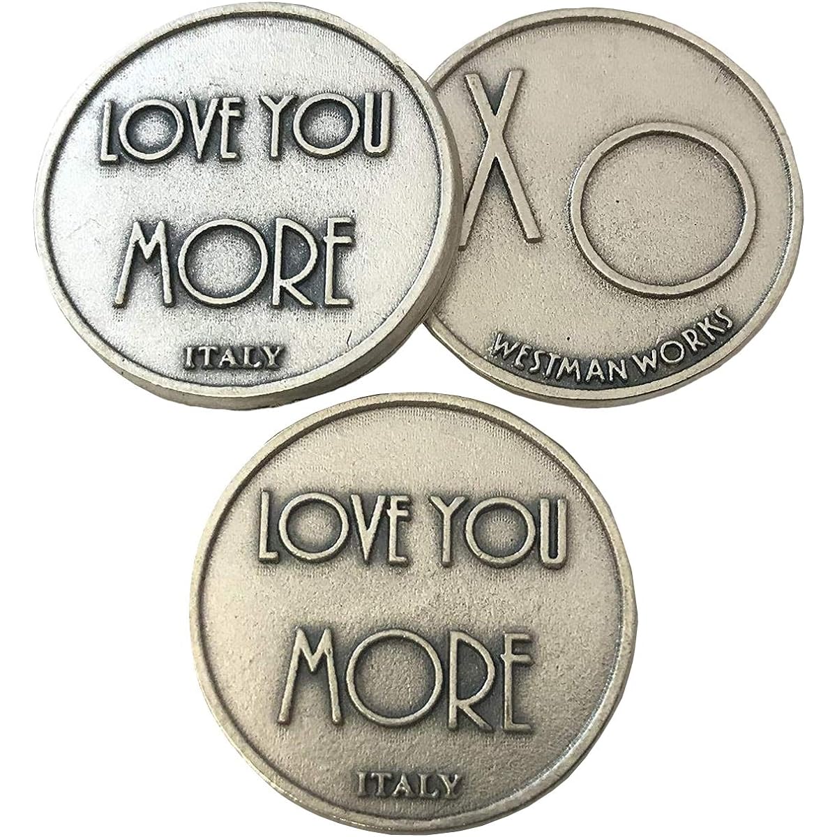 Set of 10 Love You More XO Pocket Tokens 1 1/4 inch