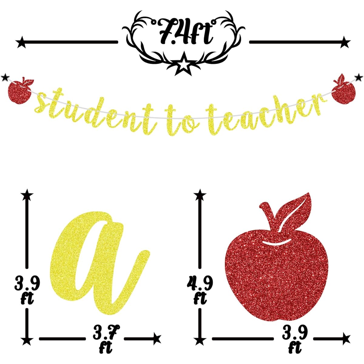 Gold Glitter Student to Teacher Banner Class of 2023/Congratulations to Teacher 2023 Graduation Party Decorations
