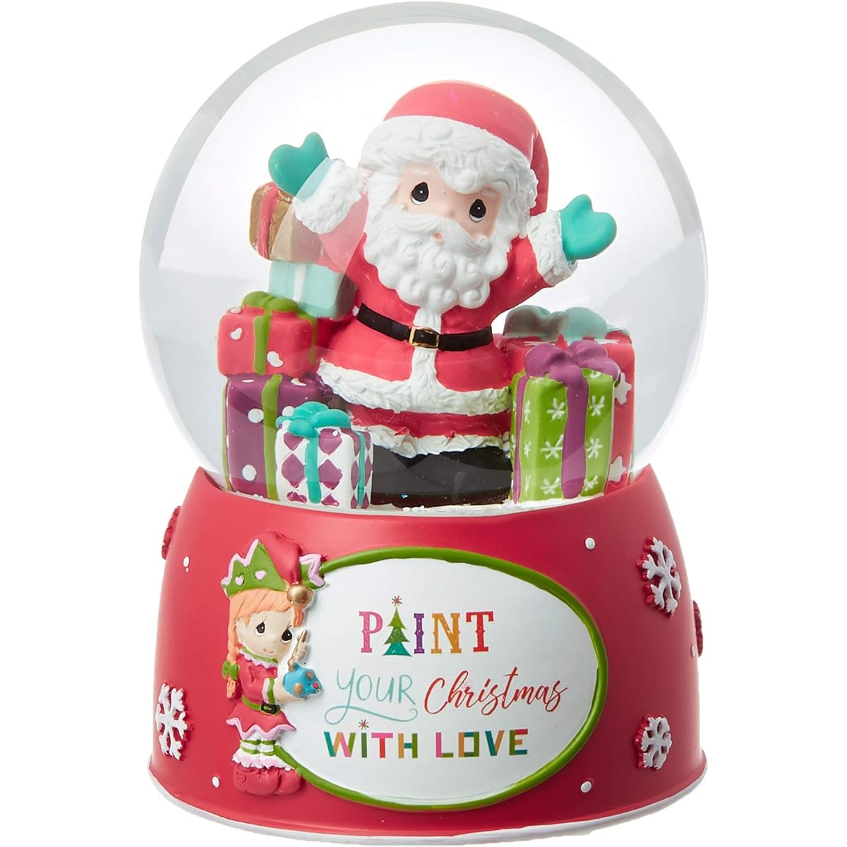 Precious Moments Paint Your Christmas Love 11th Santa 4th Annual Elf Resin and Glass Musical Snow Globe 191103 Water Ball One Size Multi