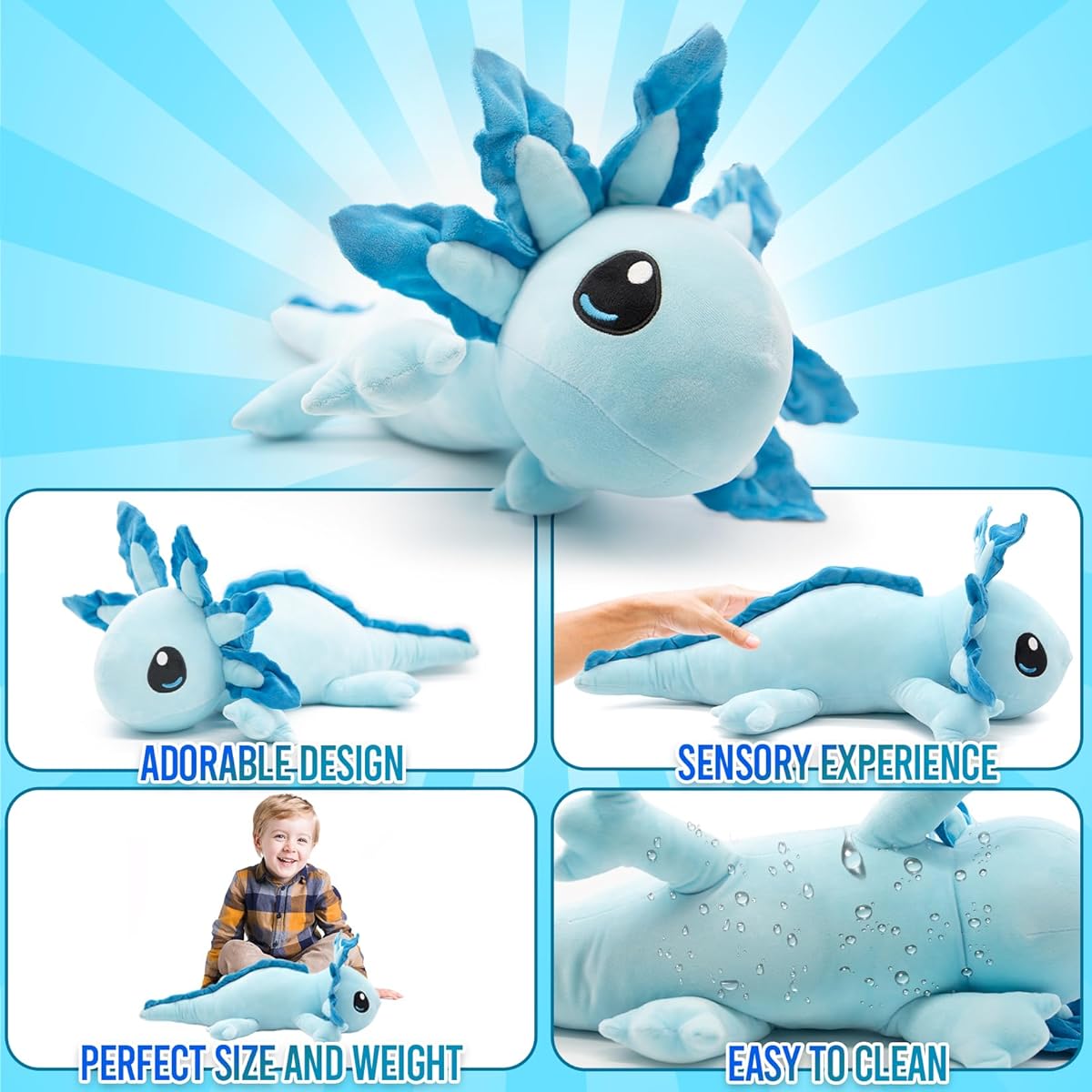 Hugalotl Blue Weighted Axolotl Toy