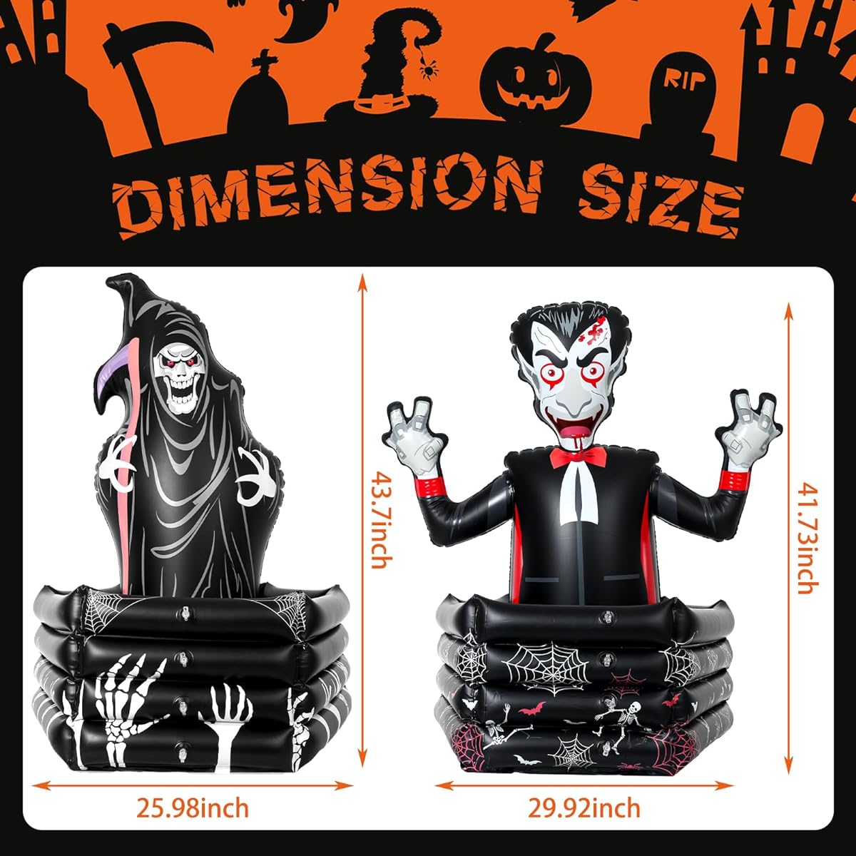 Jenaai Inflatable Halloween Vampire Drink Cooler Ghost Inflatable Cooler 41-43 Inch for Party Large Capacity Inflatable Drink Holder Halloween Party Supplies