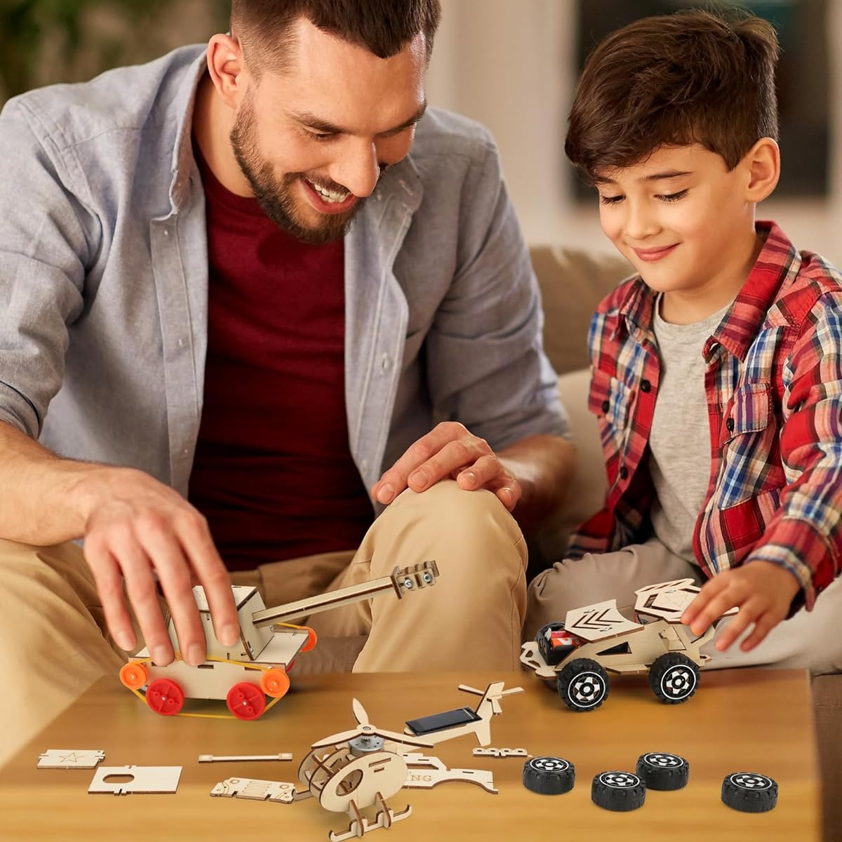 6 in 1 STEM Building Kit for Kids STEM Projects 8-12 Years Old 6-8 Years Old 3D Wooden Puzzle Model Car Woodworking Kit Woodcraft Building Toys for Boys Gifts for 6 7 8 9 10 11 12 Years Old