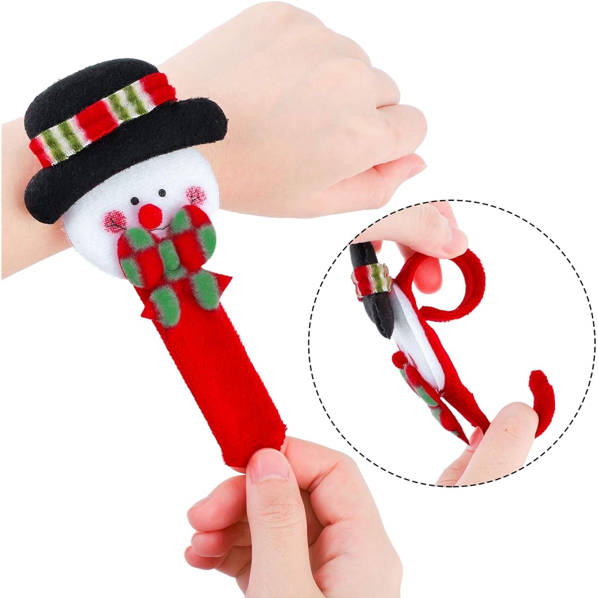 ELCOHO 24 Pieces Christmas Slap Bracelet Christmas Slap Band Party Toy Gift Santa Claus Snowman Reindeer Bear Style for Classroom Exchange Gift or Christmas Party Favor