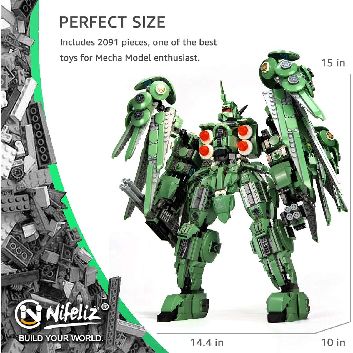 Nifeliz Mecha NF-666 Assembly Kit, Assembly Kit, Assembly Set, Assembly Set for Teens and Adults (2091 Pieces)