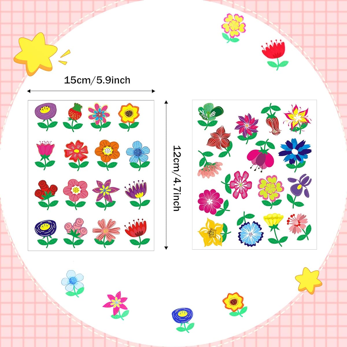 96pcs Spring Flower Stickers, Spring Decorations Scrapbooking Stickers Flower Planner Stickers Self Adhesive Stickers for Desk Book Fridge Door Boys Girls Party Supplies Gifts