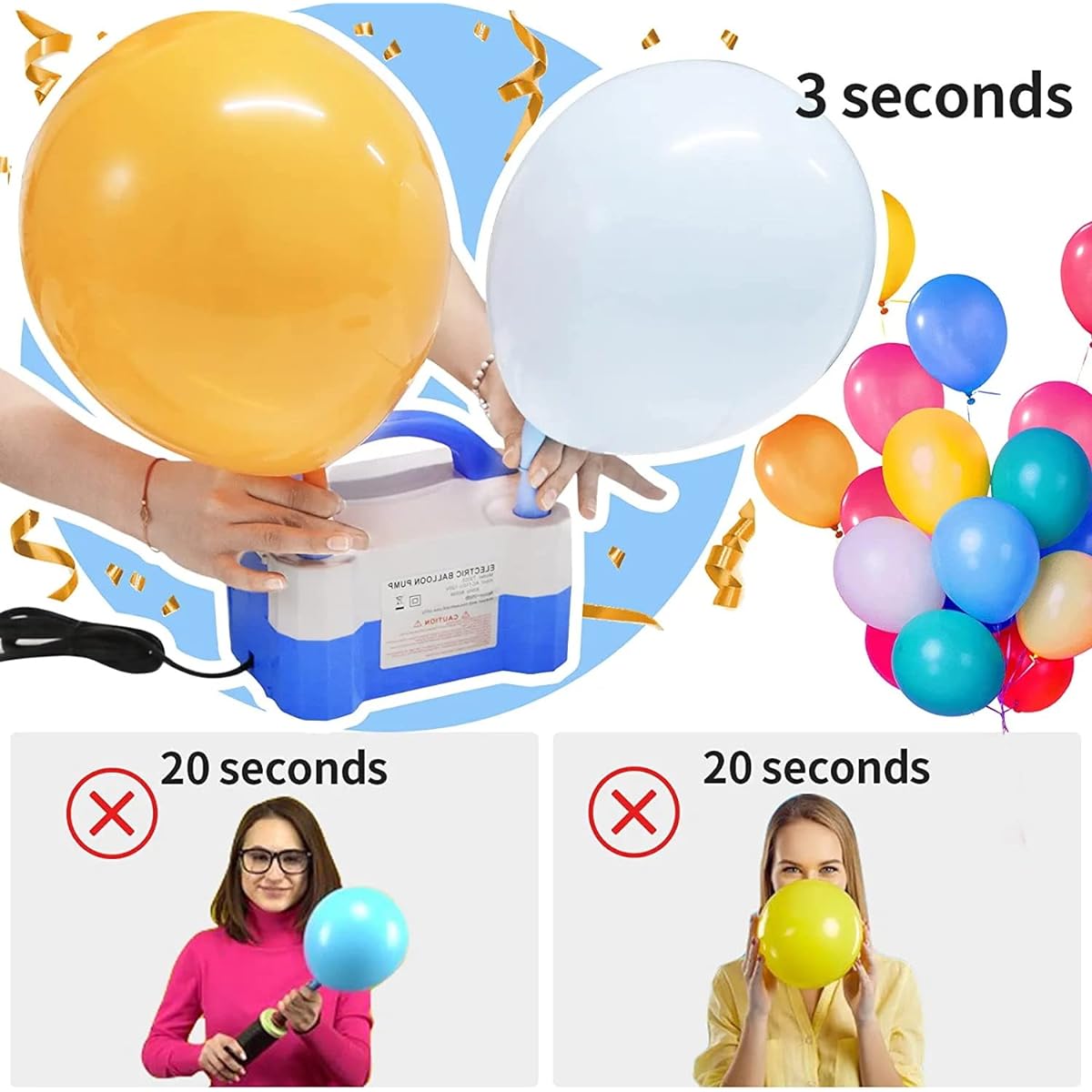 Air Balloon Pump and Balloon Portable Dual Nozzle Electric Balloon Blower Pump for Party Decoration