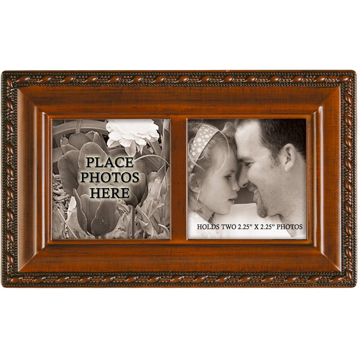 Photo Frame Lid Woodgrain Cottage Garden Petite Music Box Plays What a Wonderful World by Cottage Garden