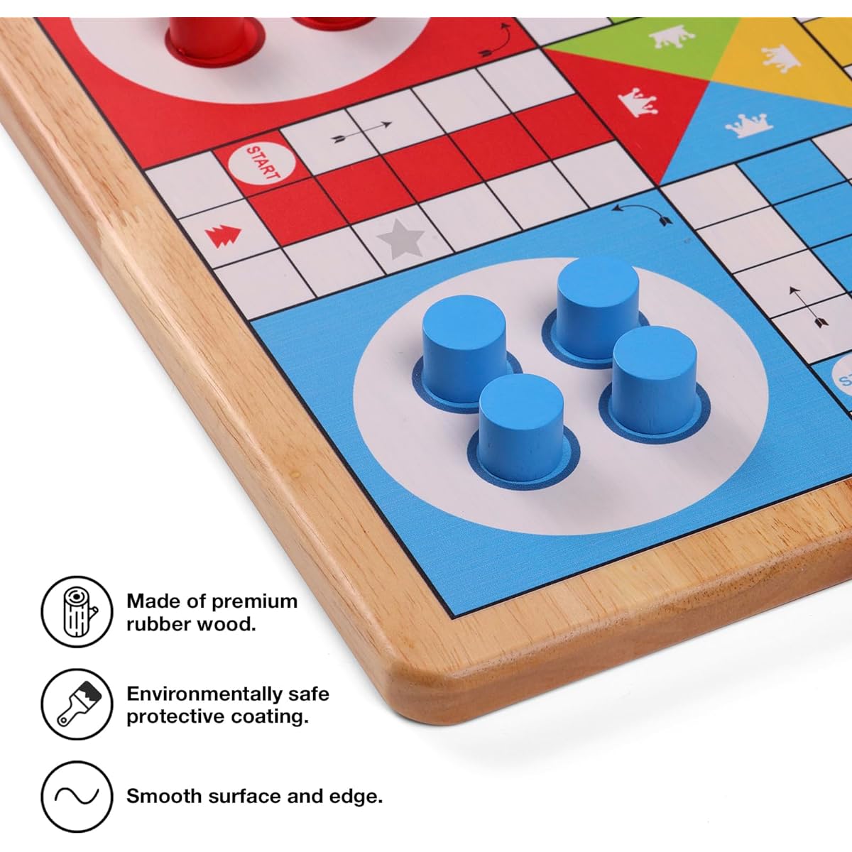 Crobyi 12" Ludo Board Game + Snakes and Ladders Board Game 2 in 1 Classic Board Game for Adults and Kids, 1 Game Board, 2 Dice, 16 Game Pieces, Game Rules and Carry Bag
