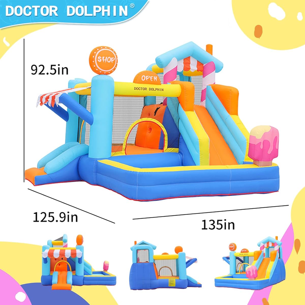 Doctor Dolphin Inflatable Bounce House for Kids Fun