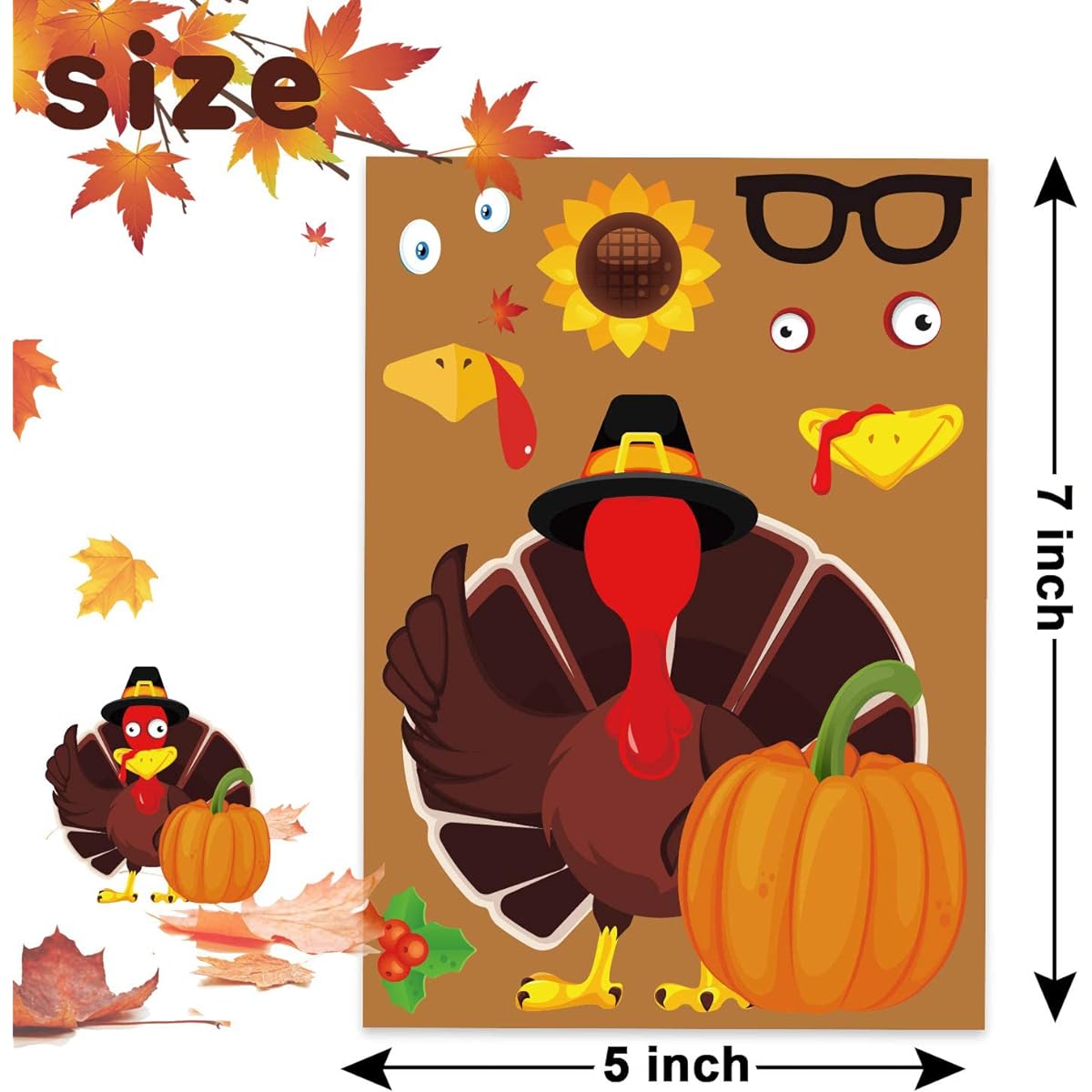 Funnlot Thanksgiving Games for Kids, Thanksgiving Stickers, 24 Pieces, Thanksgiving for Kids, Thanksgiving Activities for Adults, Thanksgiving Party, Thanksgiving Party Games