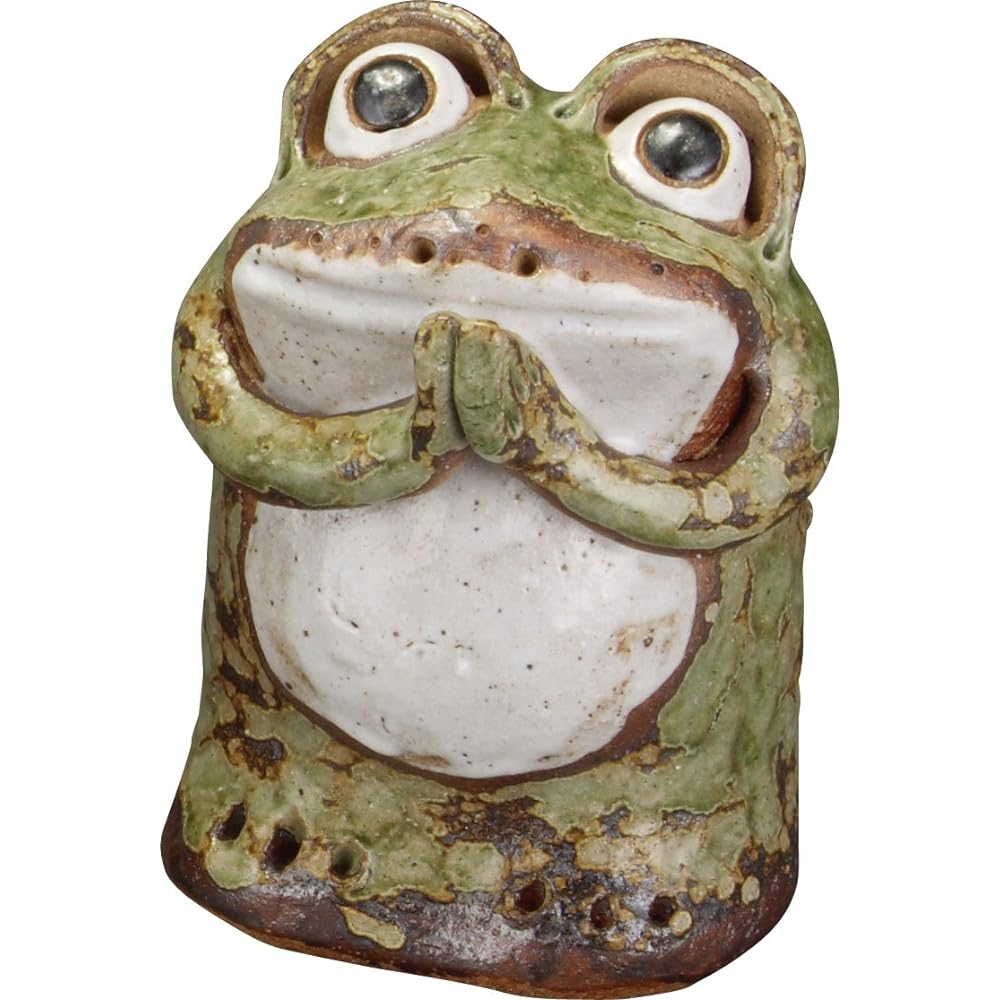 Shigaraki ware ornament with small frog (small) width 19 x depth 21 x height 13 cm 553-05