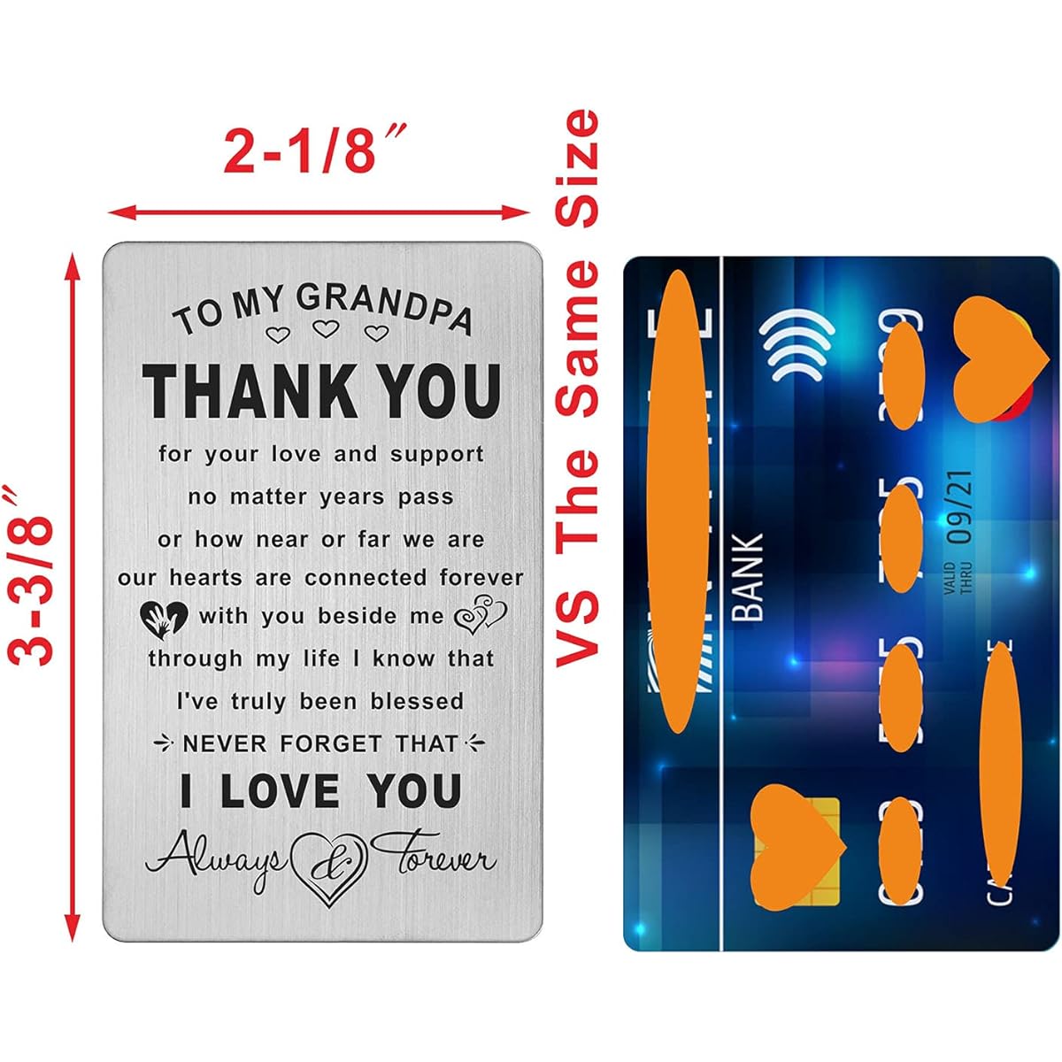 TANWIH Grandpa Gift Wallet Card Granddaughter Grandson Thank You Grandpa Gift Card Grandson Grandfather Birthday Father's Day Present