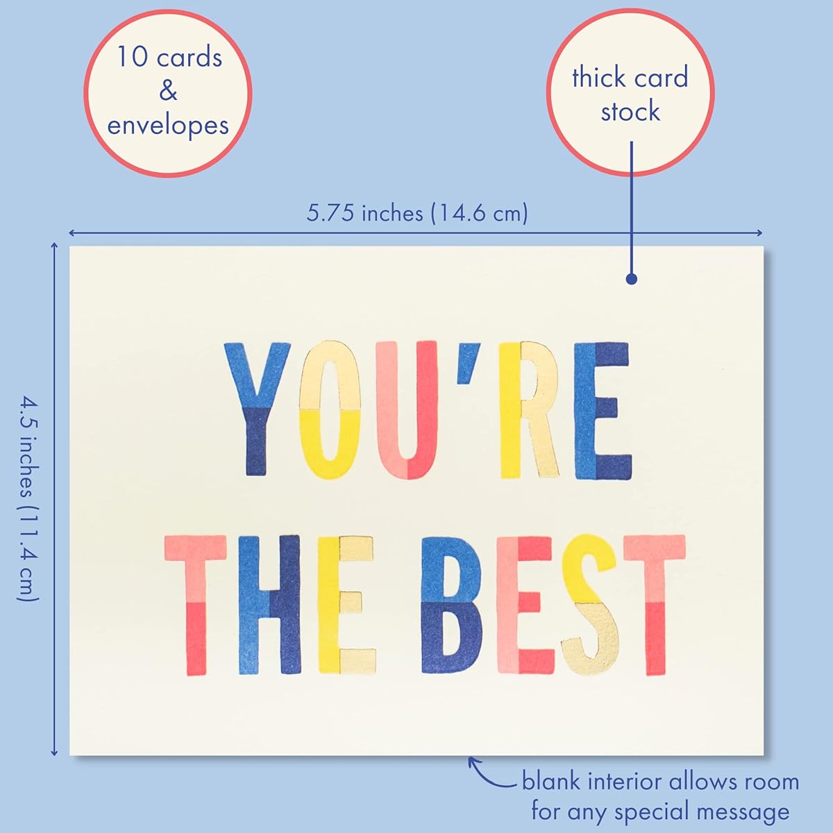 Kate Spade New York Thank You Card Set of 10 with Blank Inside and Envelope (You're the Best)