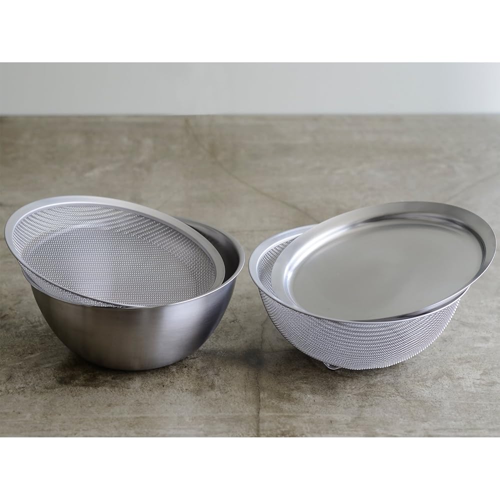 La Base Tsubame Sanjo Stainless Steel Bowl & Colander & Plate & Shallow Colander 4 Piece Set Made in Japan la base Yoko Arimoto LLM-8717